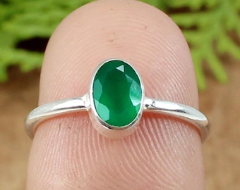 グリーンオニキスリング、925スターリングシルバーリング、オーバル