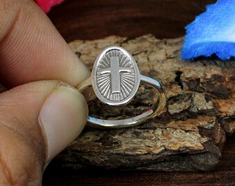 Personalized Cross Band 925 Sterling Silver Ring