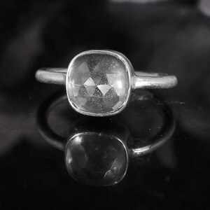 Crystal Quartz Gemstone Ring - 925 Sterling Silver Ring - Handmade Ring - Crystal Ring - Bezel Ring - Birthday Gift for Her- Silver Jewelry