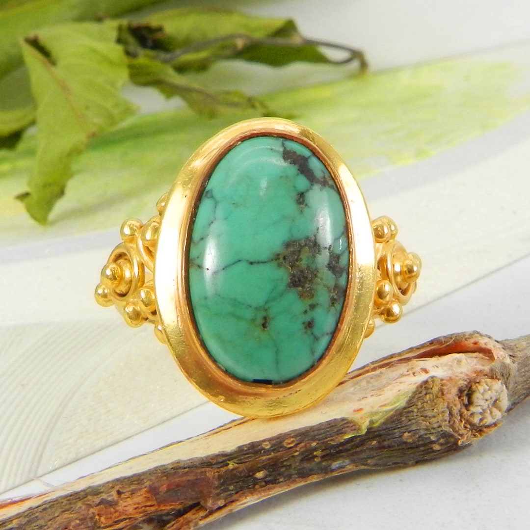 Sleeping Beauty Turquoise Ring: Oval Sterling Silver Boho Ring - Etsy