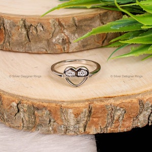 Cubic Zirconia Heart Ring: 925 Sterling Silver, Size 7 - Etsy
