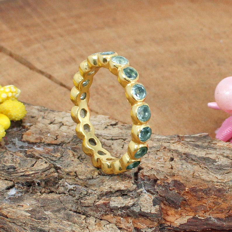 Green Amethyst Eternity Ring Eternity Band Ring Gold Plated Etsy