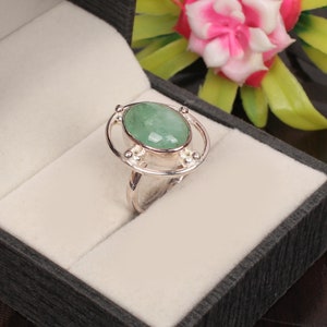 Remarkable Crysoface Ring, Gemstone Ring, Green Statement Ring, 925 Sterling Silver Jewelry, Engagement Gift, Ring For Grand Mother image 5