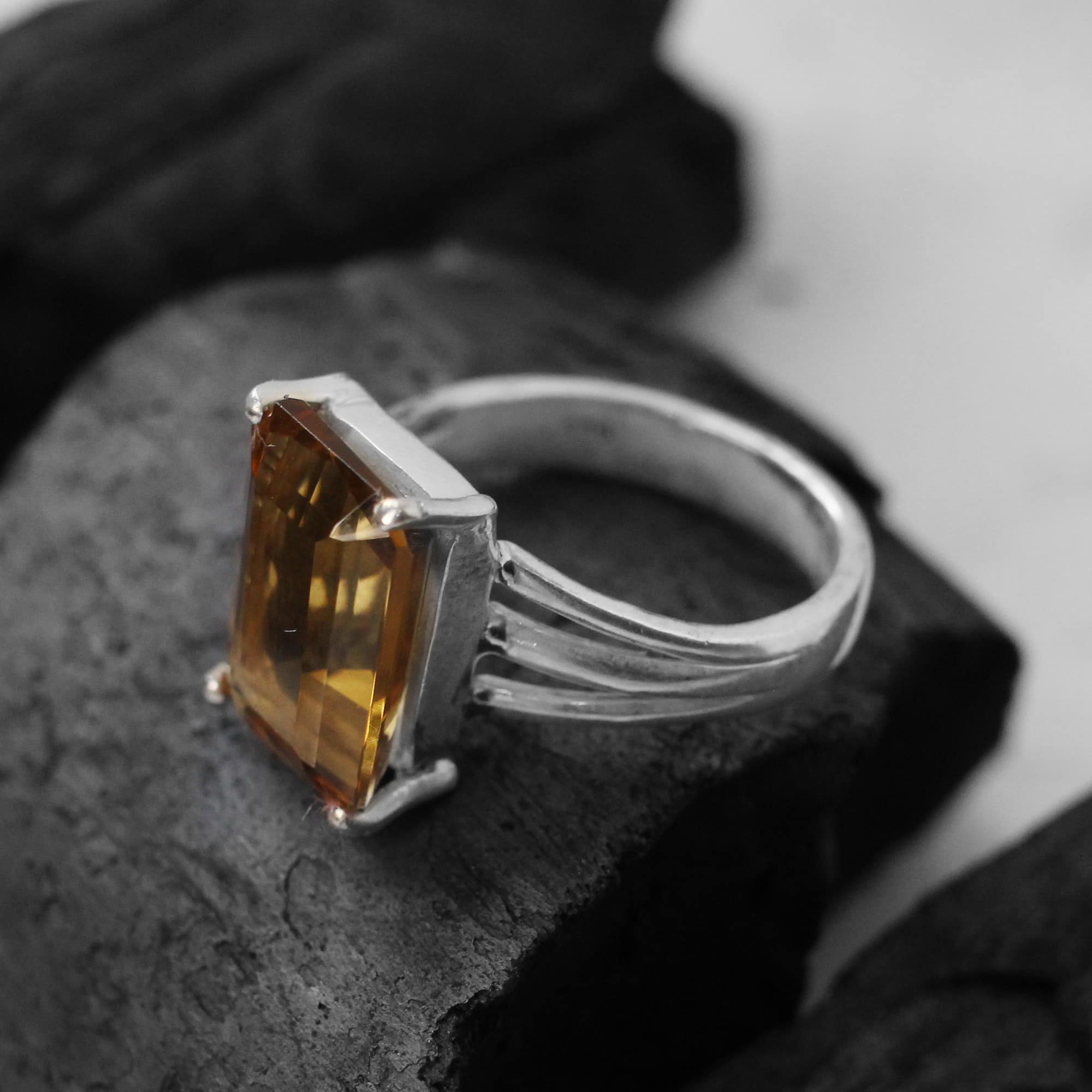 Jewelryonclick Real Citrine Silver Mark Rings for Men's 4 Carat November  Birthstone Jewelry in Size 4-13