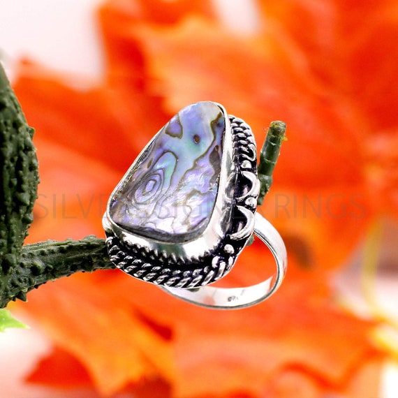 Abalone Shell Gemstone Ring Abalone Shell 26x15mm Fancy Gemstone