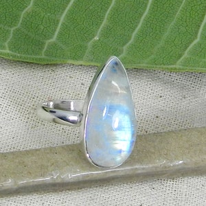 Rainbow Moonstone Ring, 925 Sterling Silver, June Birthstone, Gemstone Jewelry, Blue Fire Ring, Handmade Jewelry, Gift For Her