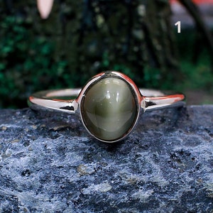 Genuine Chrysoberyl Cats Eye Ring - 925 Sterling Silver - Handmade Ring - Astrological Rin