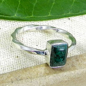 Chrysocolla Ring-925 Sterling Silver Ring-Twist Band Ring-Silver Designer Rings-Chrysocolla Jewelry-Handmade Ring
