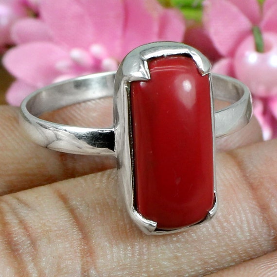 Coral Ring, Red Coral Ring, Natural Coral Ring, March Birthstone, Cora –  Adina Stone Jewelry