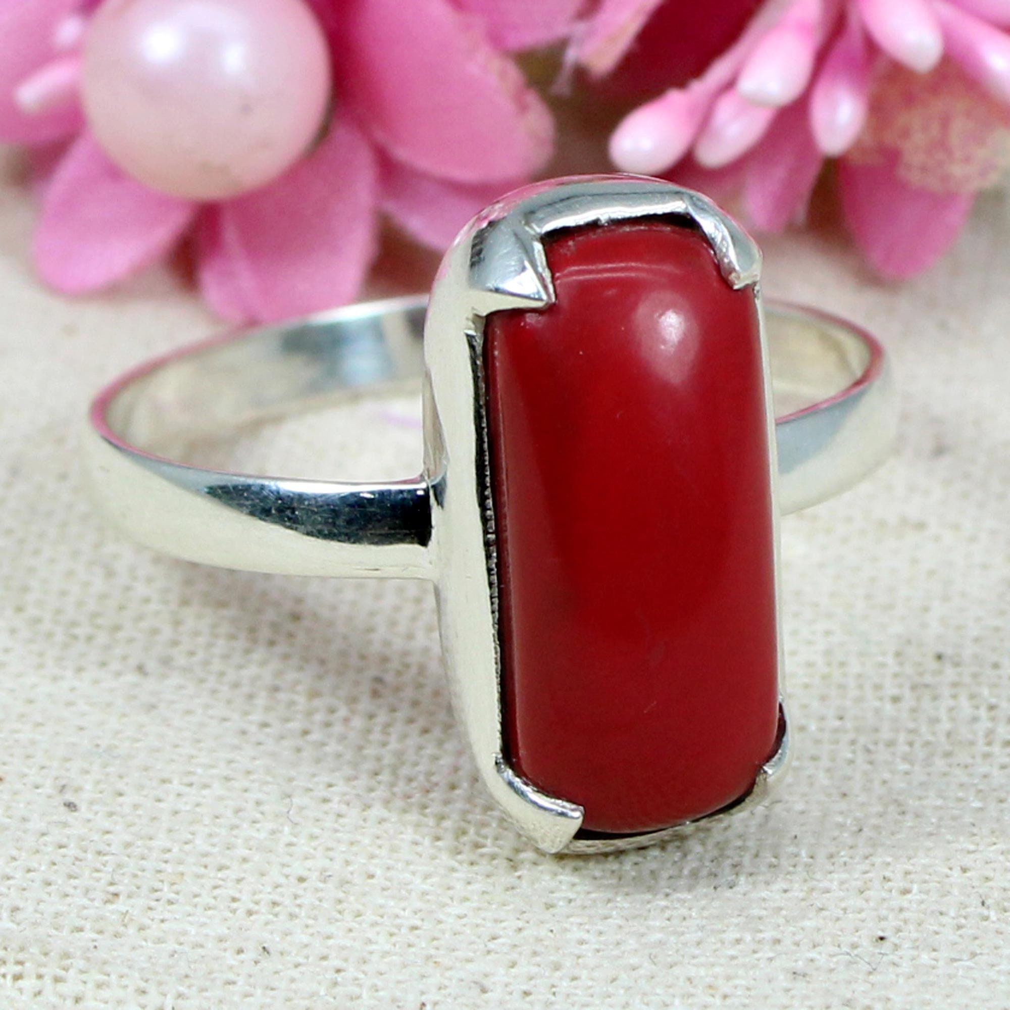 18k Gold Vintage, Sardinian, Ox Blood Red Coral and .31 ct VVS Diamond Ring  18k size 5.5 Coupons Accepted for Limited Time