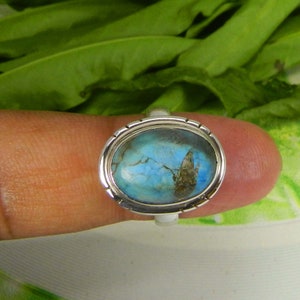 Natural Turquoise Ring, Copper Turquoise Ring, 925  Sterling Silver, Handmade Ring, Boho Turquoise Ring, Perfect Gift For Her