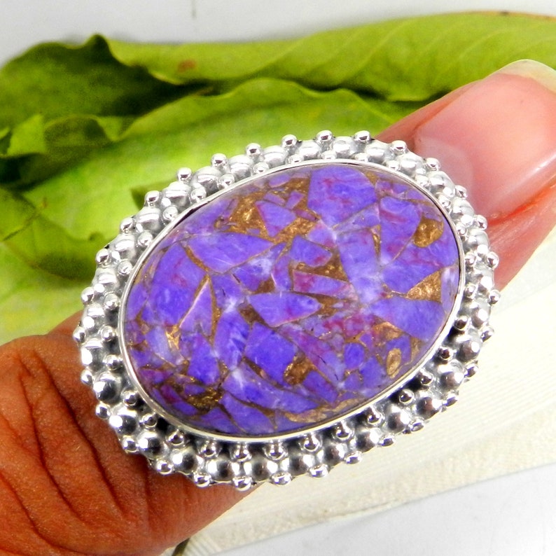 925 Sterling Silver Natural Turquoise Ring Purple Copper Turquoise Ring Gifts For Her-Turquoise Ring Designer Rings Natural Gemstones