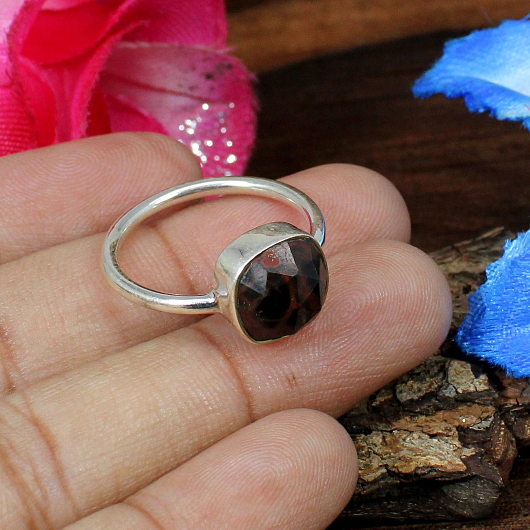 Mahogany Obsidian Ring925 Sterling Silver Ringobsidian Etsy