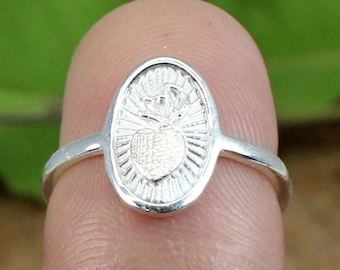 Getextureerde ovale 925 sterlingzilveren ring, handgemaakt