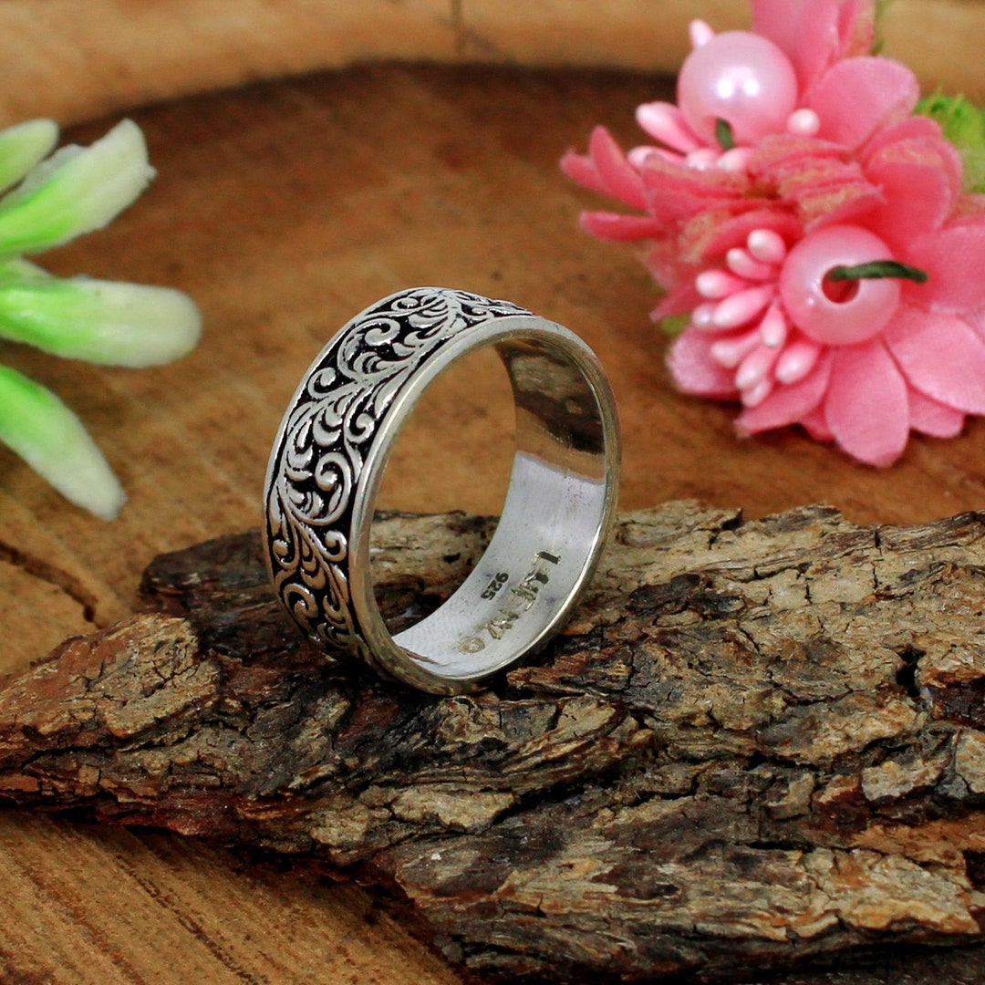 Silver Thumb Rings Oxidized 925 Sterling Silver Thumb Ring: Textured Band - Etsy