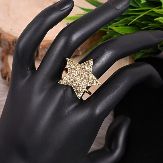 Oro Anillo Con Estrella De Cinco Puntas Anillo De Plata Con Diseño