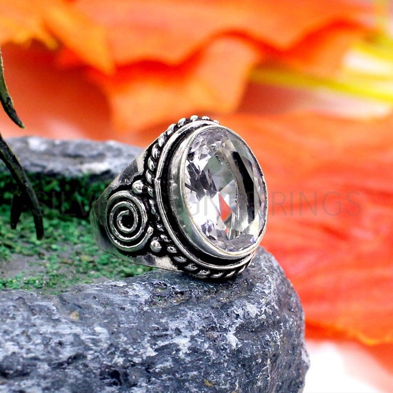 Oval crystal ring deals