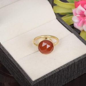 Carnelian Stone Ring, 925 Sterling Silver, Gold Plated Ring, Statement Rings, Boho Jewelry, Unisex Rings, Wedding and Engagement Rings