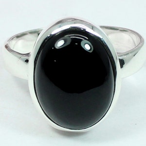 Handmade Sterling Silver Black Onyx Ring: Gemstone Stacking Ring