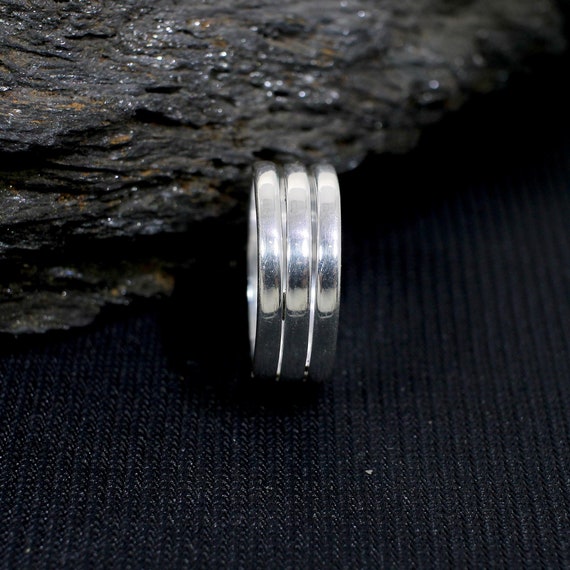 Triple Band Stacking Ring in Silver, 925 Sterling Solid Band