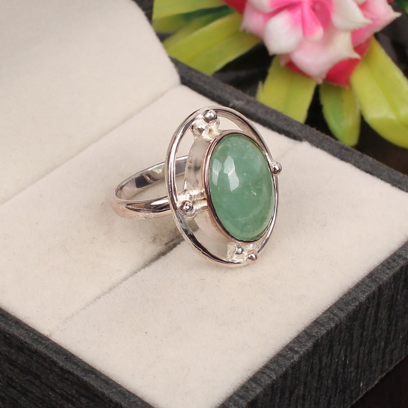 Remarkable Crysoface Ring, Gemstone Ring, Green Statement Ring, 925 Sterling Silver Jewelry, Engagement Gift, Ring For Grand Mother image 3