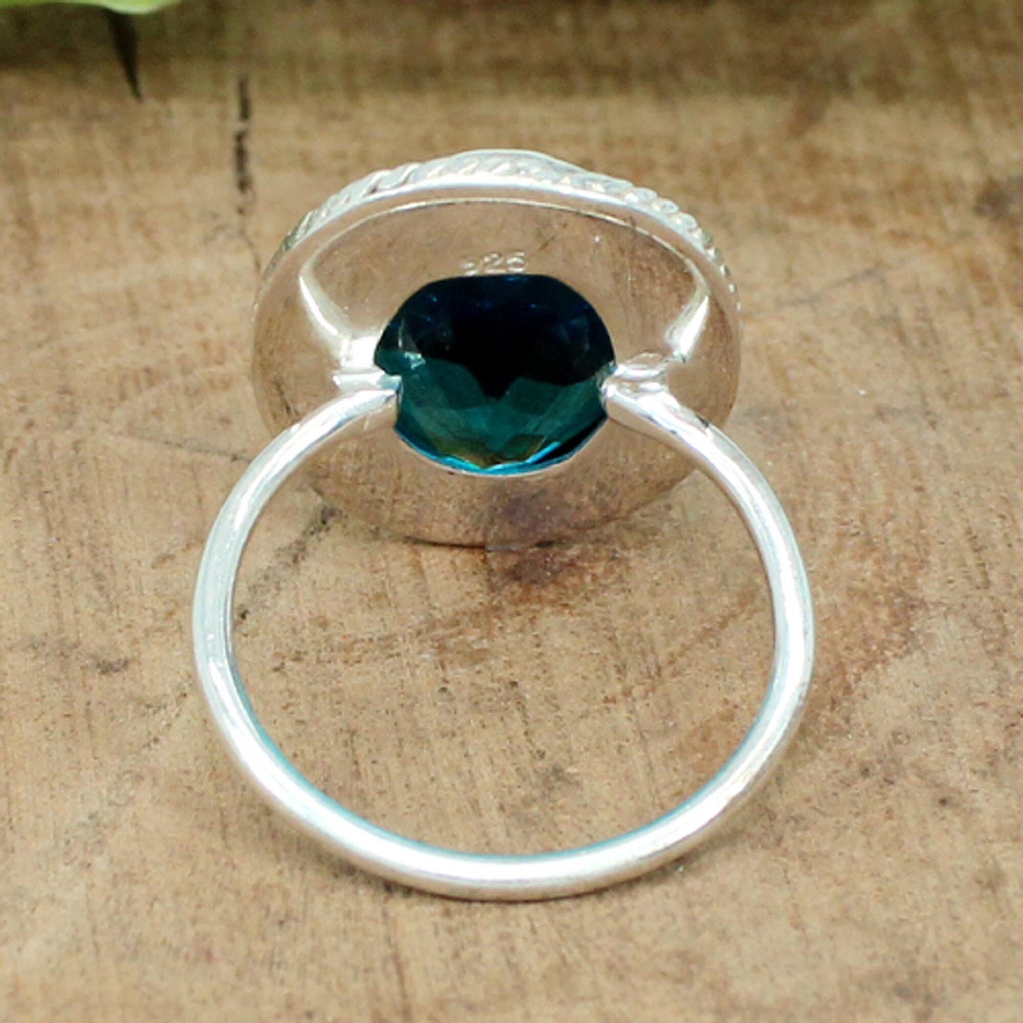 London Blue Topaz Ring Silver Topaz Jewelry Blue Stone Ring - Etsy