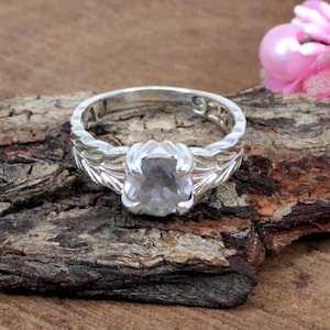Crystal Quartz Ring--Silver Designer Band Ring-Prong Ring-Quartz Silver Ring-Statement-Wedding Ring-Bridal Ring-White Quartz Ring-Women Gift