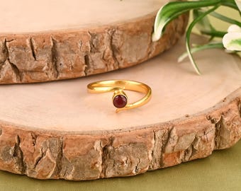 Ruby Gold Plated 925 Sterling Silver Minimalist Statement Ring
