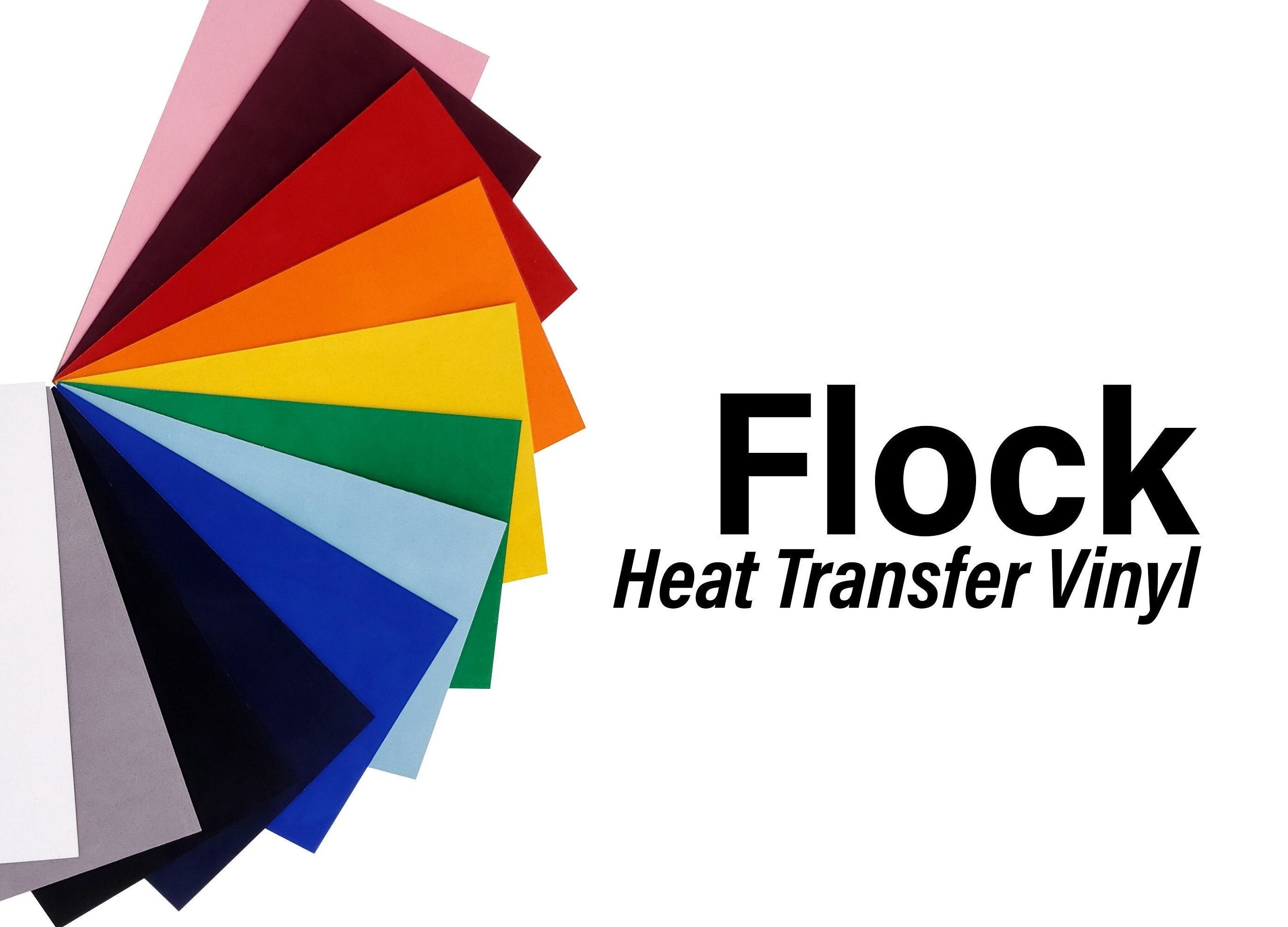 HTV Velvety Flock Heat Transfer Vinyl Bundle Assorted Colors Iron On Vinyl  for T-Shirt with Cricut or Heat Press 