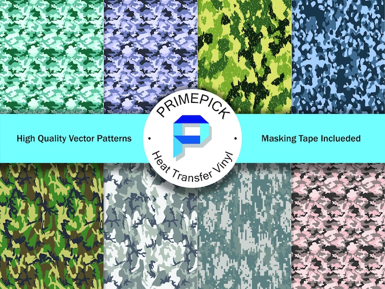 Camo Pattern HTV Flock Glitter Regular Cameo Cricut Etsy