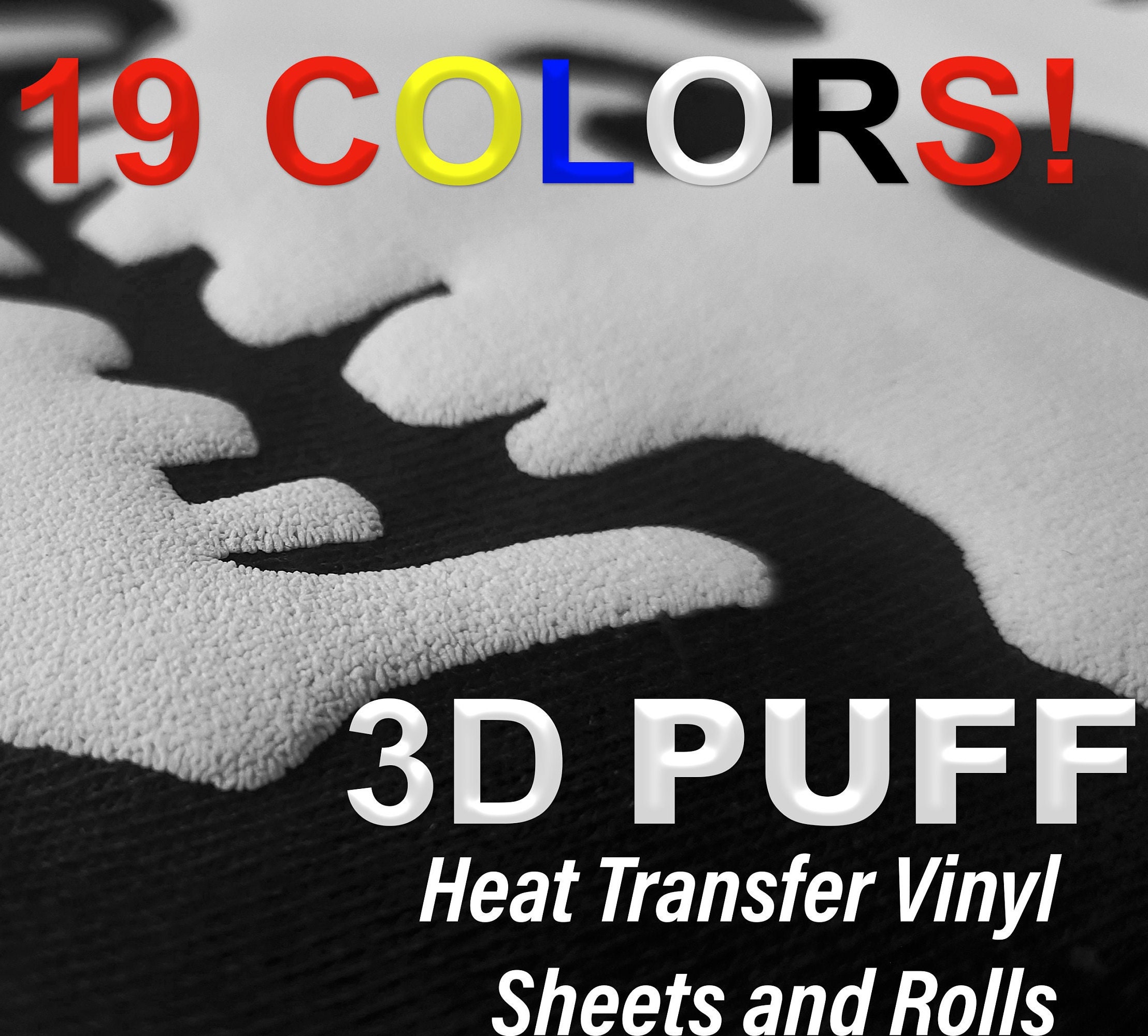 Black Puff Vinyl Heat Transfer: KINGSOW 3D Puff HTV Heat Transfer Vinyl  10x4ft Roll Foaming Puffy Iron-on Vinyl for Cricut T Shirts Clothing