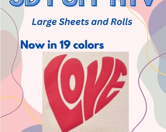 3D Puff Heat Transfer Fashion Vinyl Large Sheet and Rolls