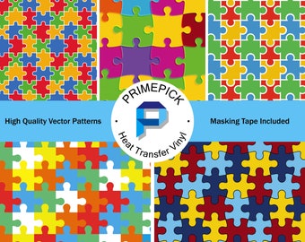 Autism Awareness Pattern Heat transfer vinyl, HTV