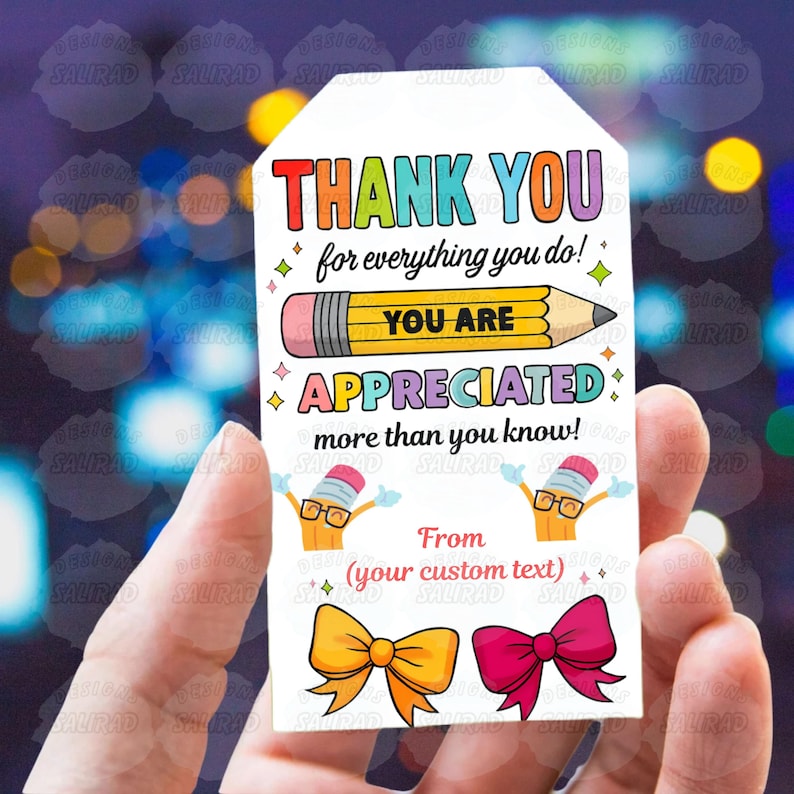 Printable Teacher Appreciation Gift Tags - DIY Thank You Tags (PDF) - Etsy