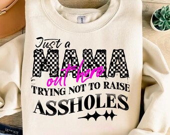 Funny Sarcastic Mom PNG, Checkered Mama Design (Digital Download)