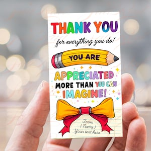 Teacher Appreciation Gift Tags Thank You Gift Tag Printable Teacher Appreciation Classroom Gift Tag Pencil Tag Labels Digital Download