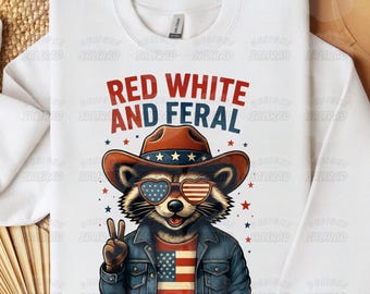 Lustiger Waschbär USA Shirt Design, 4. Juli PNG (Digital Download)