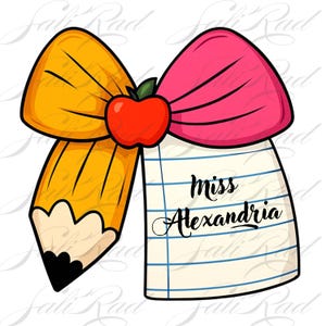 insegnante matita carta fiocco file png, può essere personalizzato con il nome dell'insegnante, download digitale