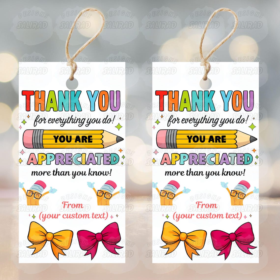 Printable Teacher Appreciation Gift Tags - DIY Thank You Tags (PDF) - Etsy