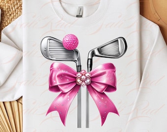 Pink Ribbon Golf Clipart, Ball, Club, Tee PNG (Instant Download)