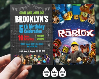 Roblox Etsy - roblox invitation roblox birthday invitation roblox birthday roblox theme roblox party