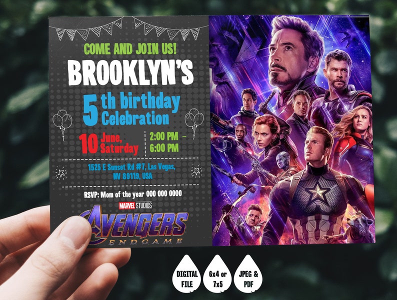 Avengers Endgame Invitation Avengers Endgame Birthday Invitation Avengers Endgame Birthday Avengers Endgame Theme Avengers Invite