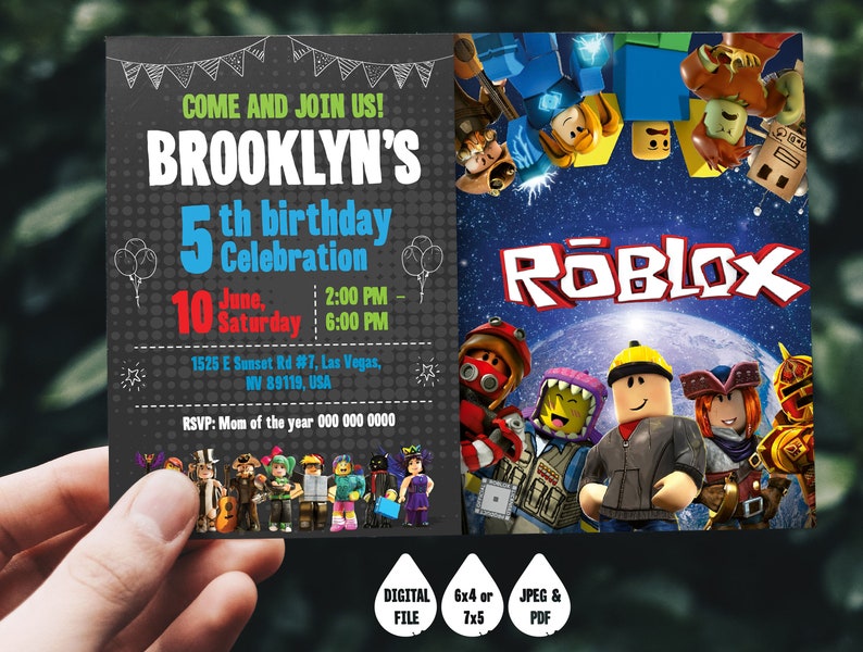 Roblox Invitationroblox Birthday Invitation Roblox Birthday Roblox Theme Roblox Party - 