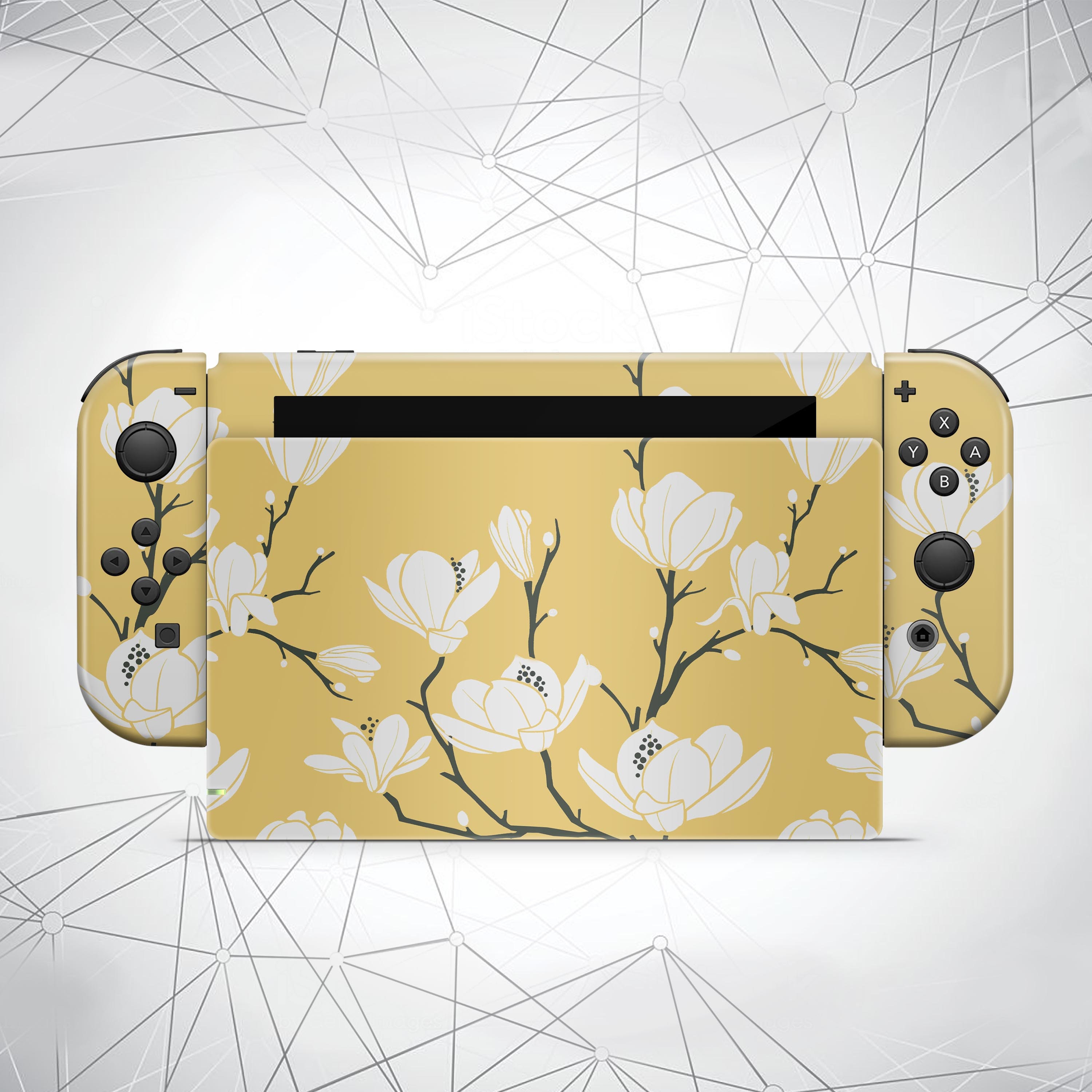 Flower Nintendo Switch Skin Floral Joycon Decal Yellow Gamer Etsy Ireland
