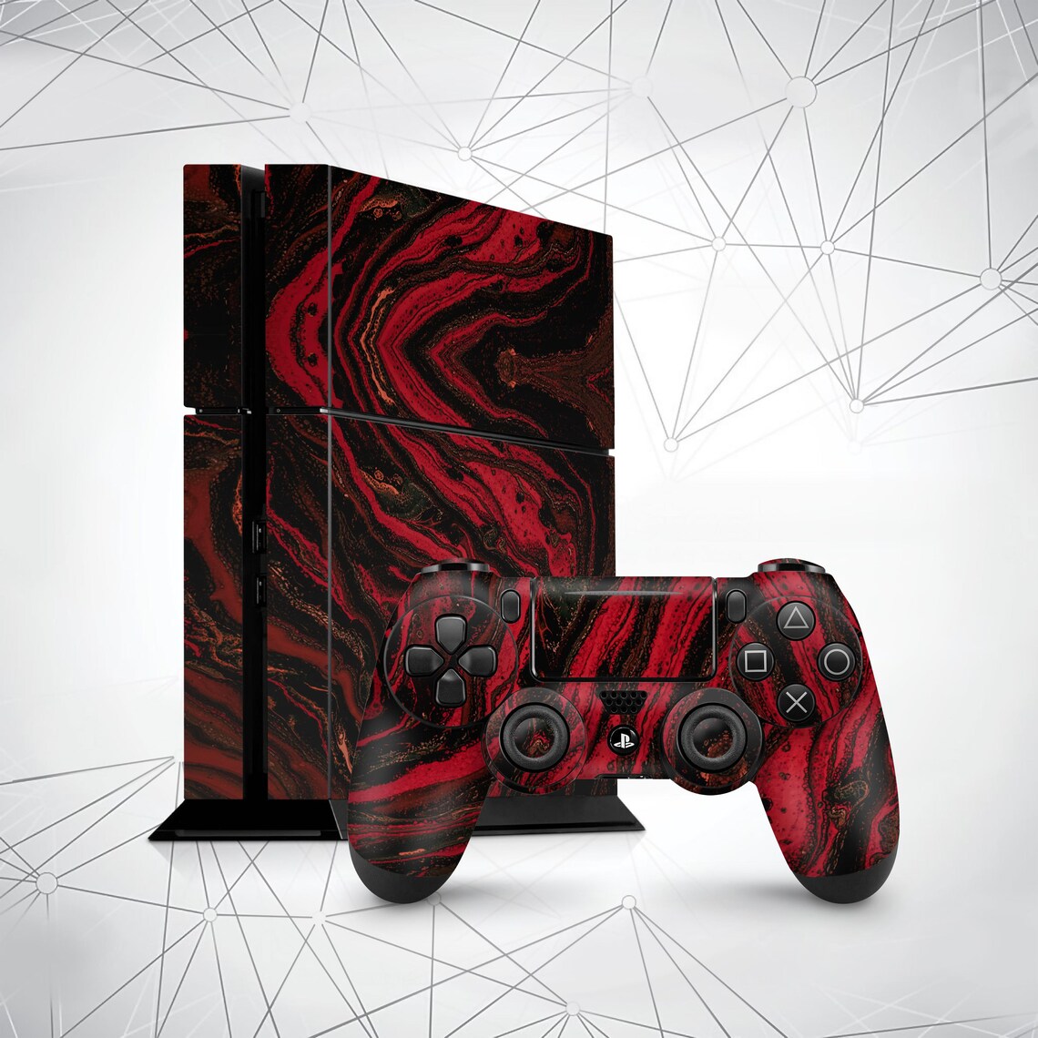 Black Red Marble Playstation PS5 vinyl wrap PS5 Art pattern Etsy