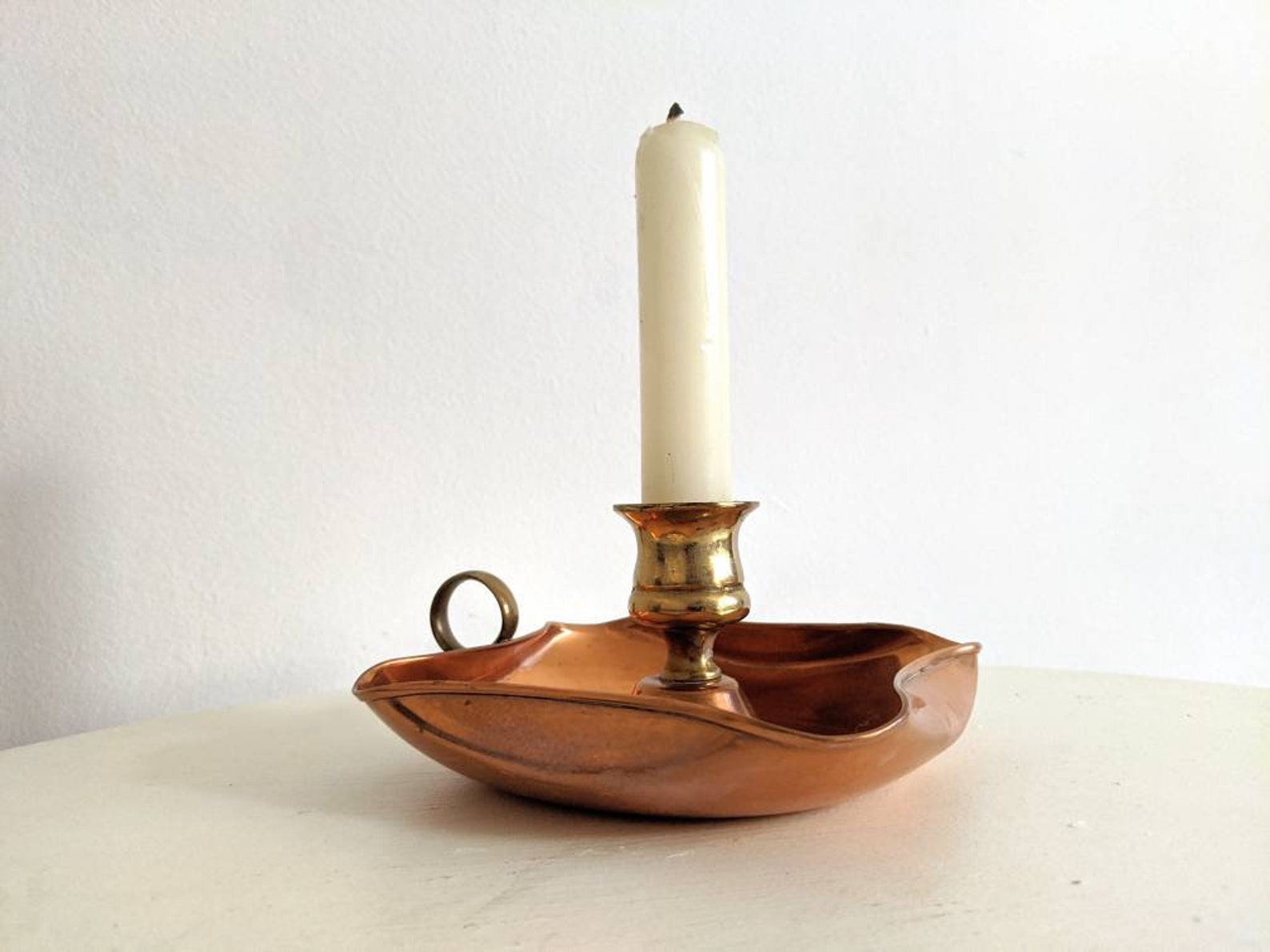 Vintage Copper Candle Holder / Bedside Copper Candlestick | Etsy