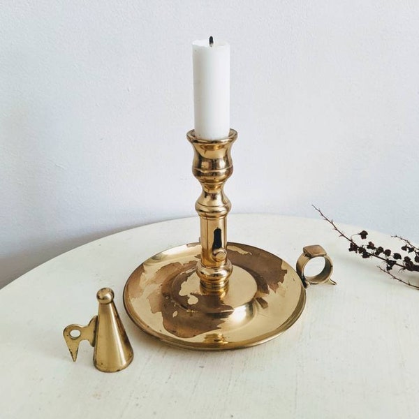 Vintage Chamberstick Candle Holder with Snuffer (See Description)