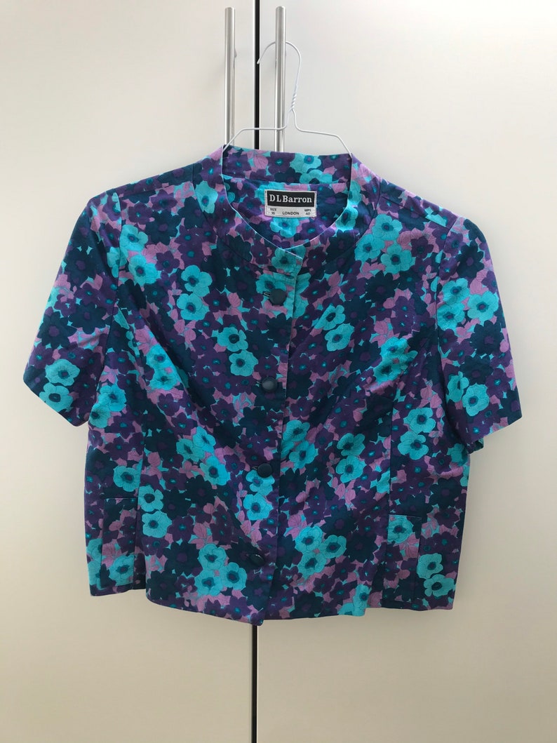 1960s70s cropped blouse in funky colours