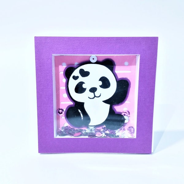 SVG Shaker Mini Shadow Box Panda Baby Girl Template Baby Shower Favor Box Cricut SVG File Gift Box Silohuette Cameo Laser Cut