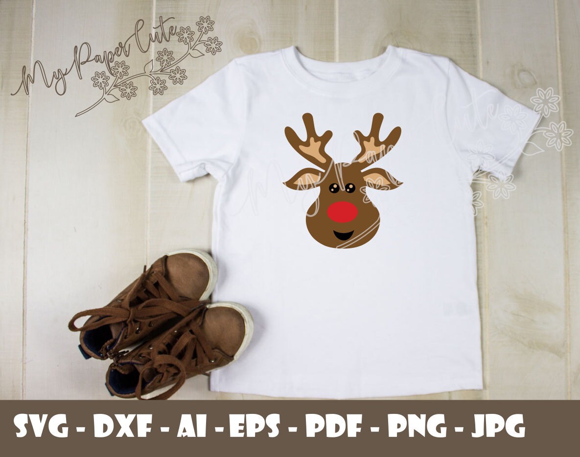Download Svg Reindeer Face Christmas Red Nose Rudolph Cut File For Etsy
